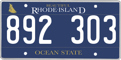 RI license plate 892303