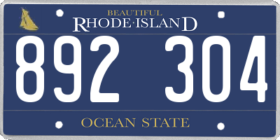RI license plate 892304