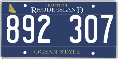 RI license plate 892307