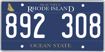 RI license plate 892308