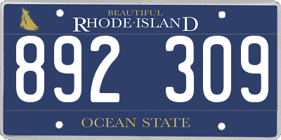 RI license plate 892309