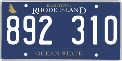 RI license plate 892310