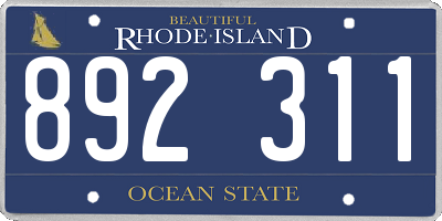 RI license plate 892311