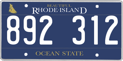 RI license plate 892312