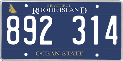 RI license plate 892314