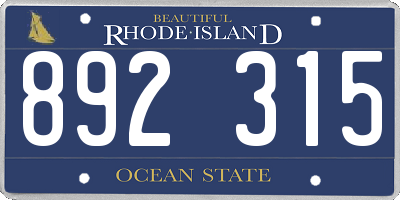 RI license plate 892315