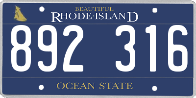 RI license plate 892316