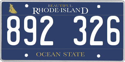 RI license plate 892326