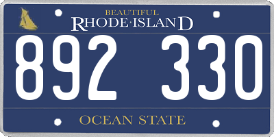 RI license plate 892330