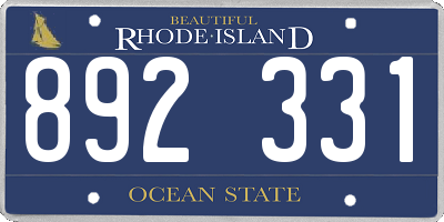 RI license plate 892331