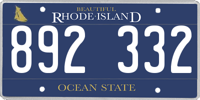 RI license plate 892332