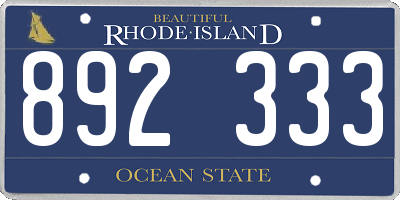 RI license plate 892333