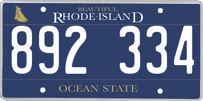 RI license plate 892334