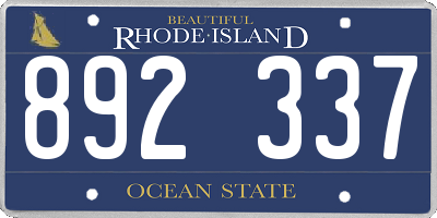 RI license plate 892337