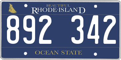RI license plate 892342