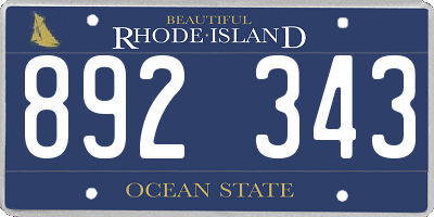 RI license plate 892343