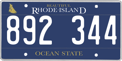 RI license plate 892344