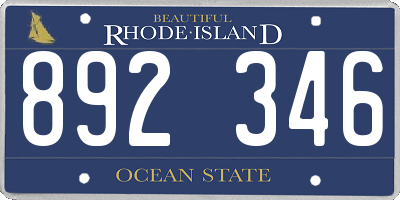 RI license plate 892346