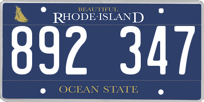 RI license plate 892347