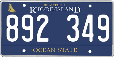RI license plate 892349
