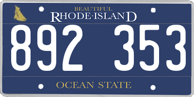 RI license plate 892353