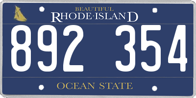 RI license plate 892354