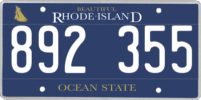 RI license plate 892355