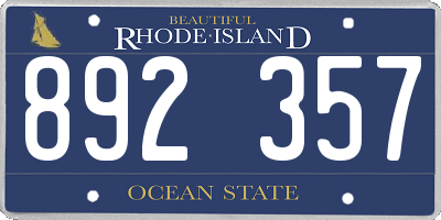 RI license plate 892357