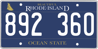 RI license plate 892360