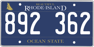 RI license plate 892362
