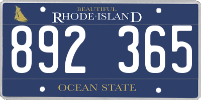 RI license plate 892365