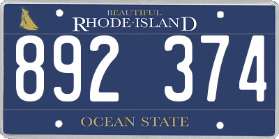 RI license plate 892374