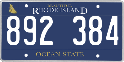 RI license plate 892384