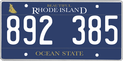 RI license plate 892385