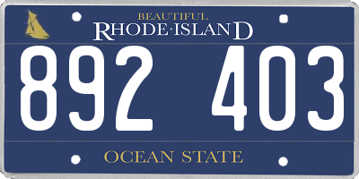 RI license plate 892403