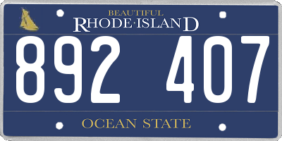 RI license plate 892407