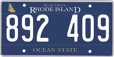 RI license plate 892409