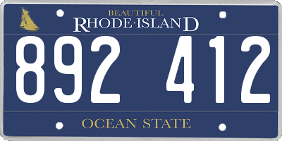 RI license plate 892412