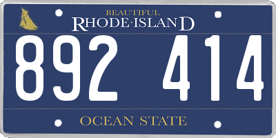 RI license plate 892414