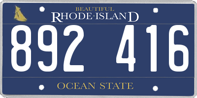 RI license plate 892416