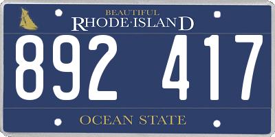 RI license plate 892417