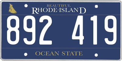 RI license plate 892419