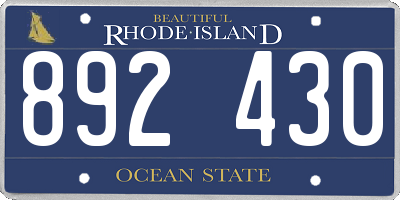 RI license plate 892430