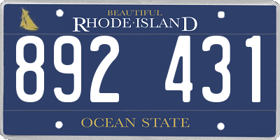 RI license plate 892431