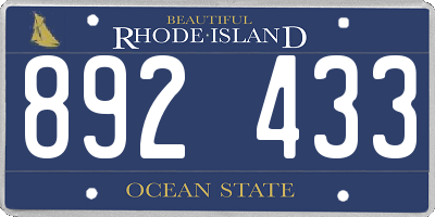 RI license plate 892433