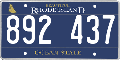 RI license plate 892437