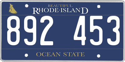 RI license plate 892453