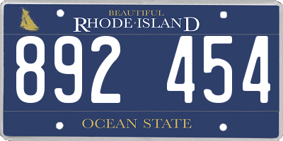 RI license plate 892454