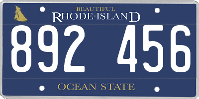 RI license plate 892456