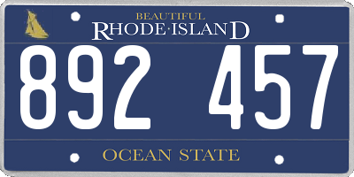 RI license plate 892457